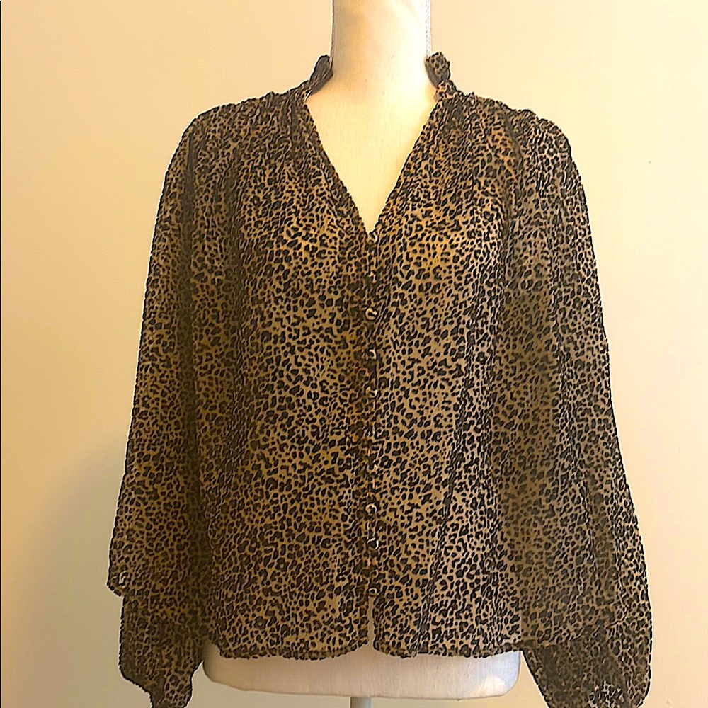 Anthropologie NWOT Leopard Print Burnout Top